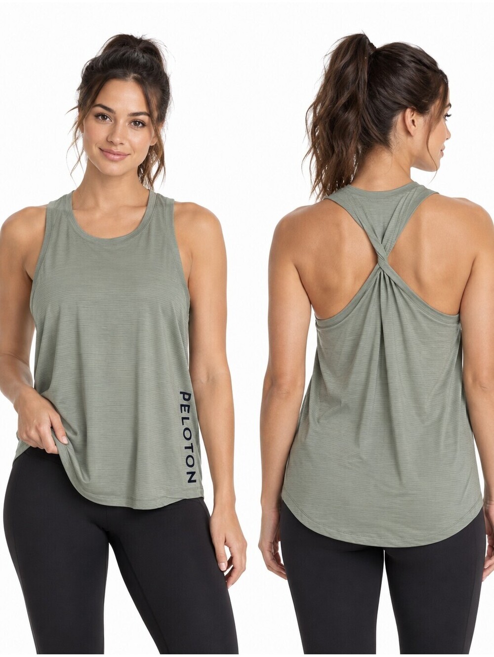 Peloton Purpose Twist Back Tank Sage Green Lyocell Athletic Womens Medium Top